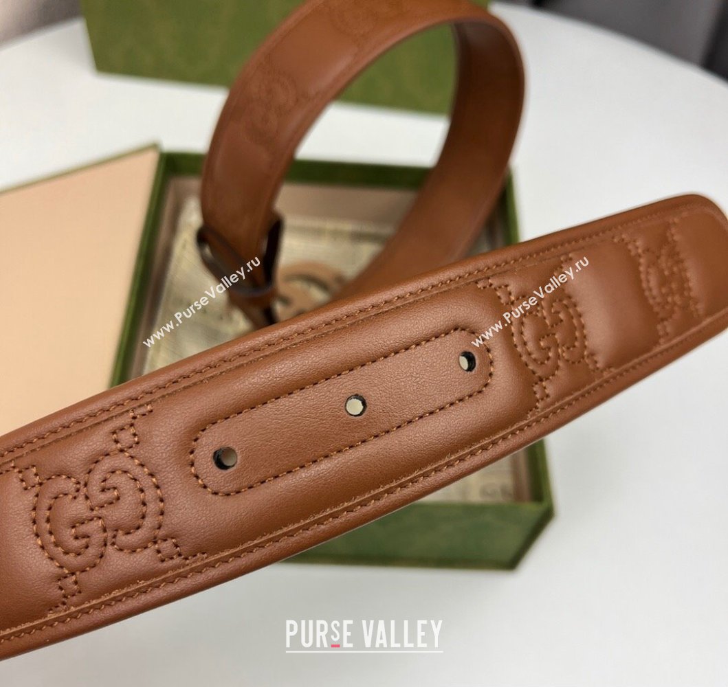 Gucci Width 4cm GG Marmont Matelasse wide belt 400593 Brown (99belt-231228g33)