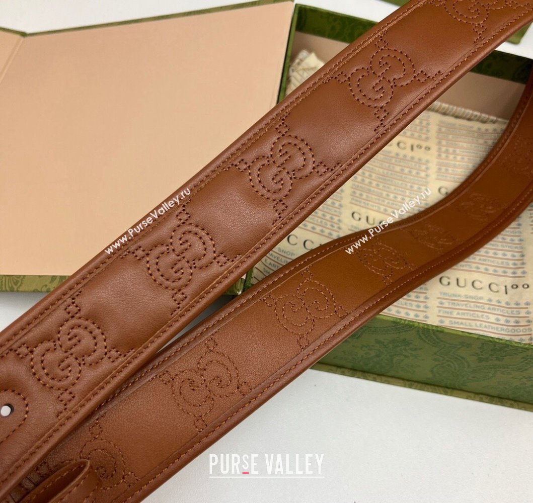 Gucci Width 4cm GG Marmont Matelasse wide belt 400593 Brown (99belt-231228g33)