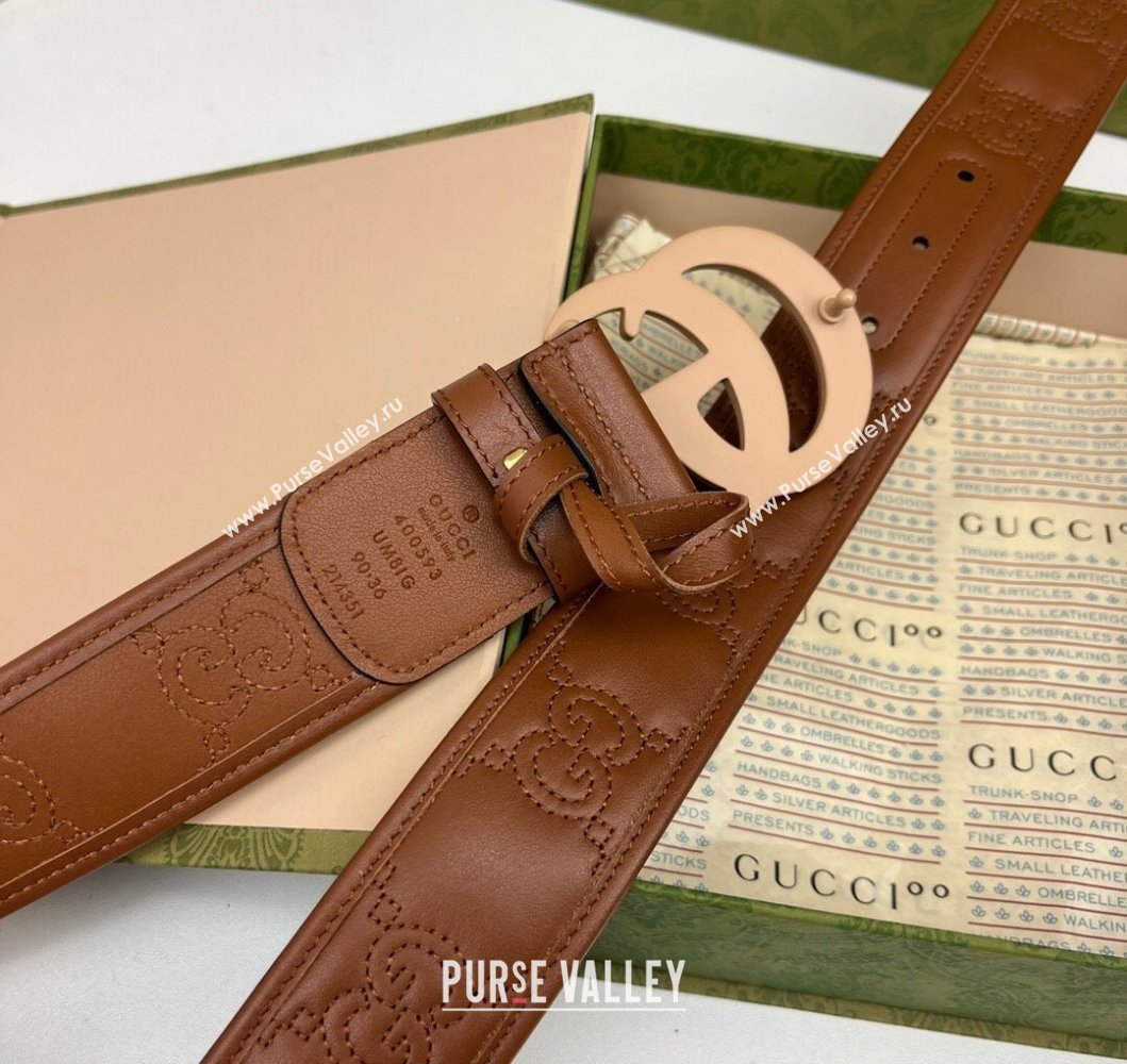 Gucci Width 4cm GG Marmont Matelasse wide belt 400593 Brown (99belt-231228g33)