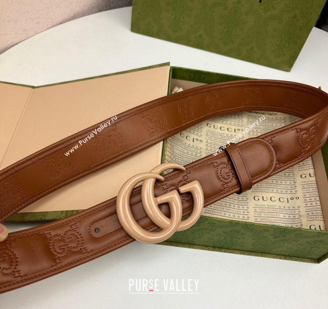 Gucci Width 4cm GG Marmont Matelasse wide belt 400593 Brown (99belt-231228g33)