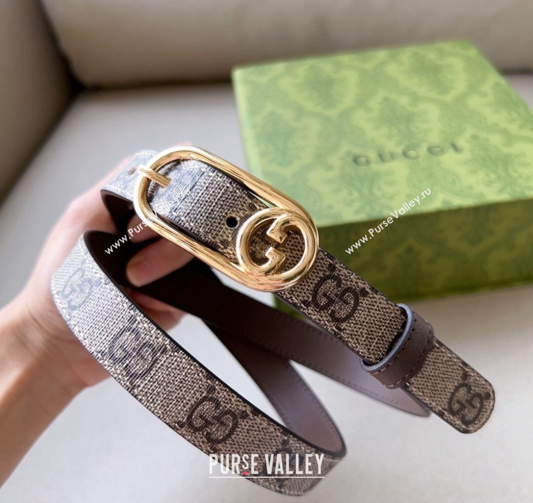 Gucci Width 2cm Thin belt with Round Interlocking G 760159 09 (99belt-231228p69)