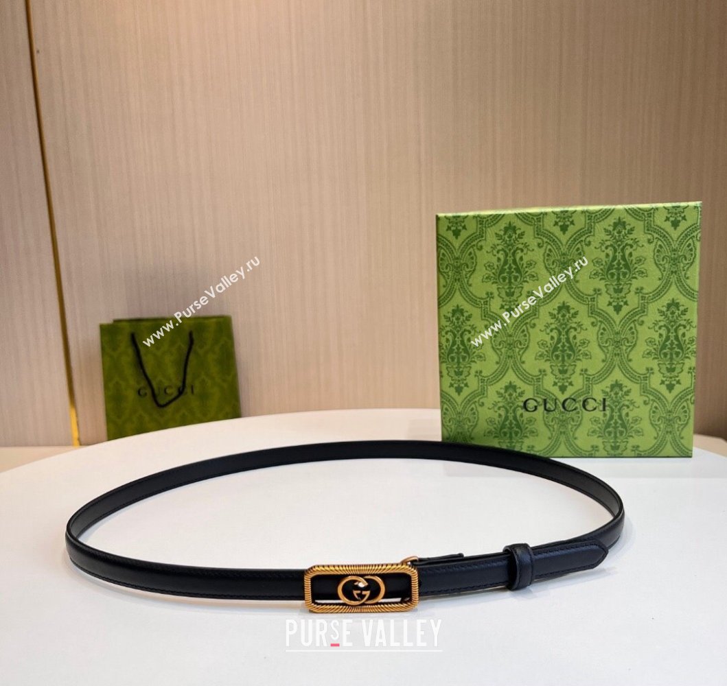 Gucci Width 1.5cm Thin belt with Interlocking G buckle 751556 Black/Gold (99belt-231228p55)