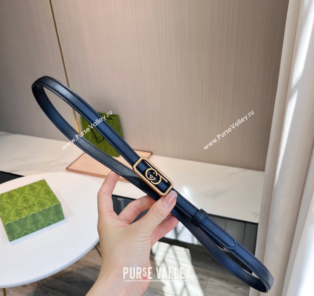 Gucci Width 1.5cm Thin belt with Interlocking G buckle 751556 Black/Gold (99belt-231228p55)