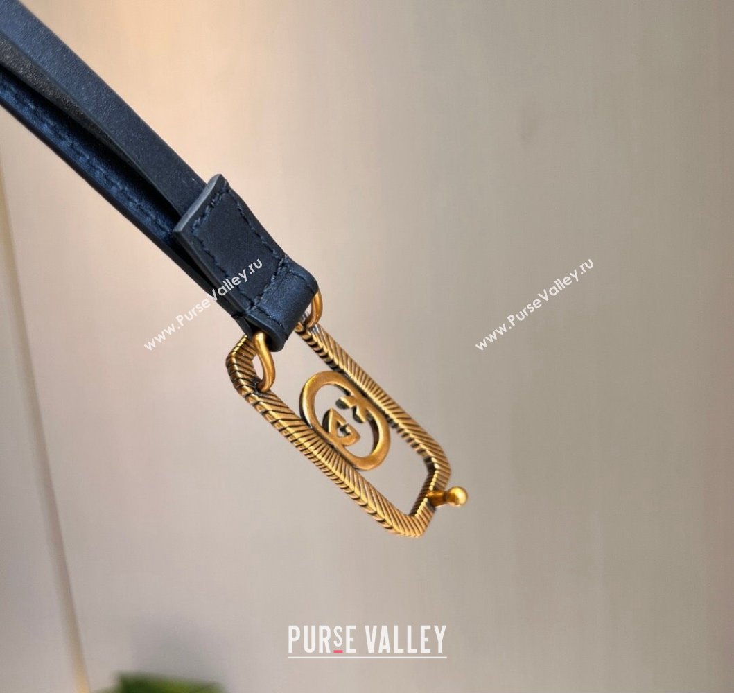 Gucci Width 1.5cm Thin belt with Interlocking G buckle 751556 Black/Gold (99belt-231228p55)