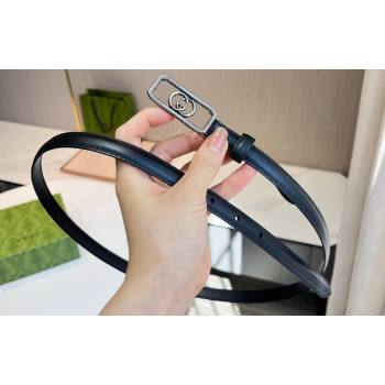 Gucci Width 1.5cm Thin belt with Interlocking G buckle 751556 Black/Silver (99belt-231228p56)