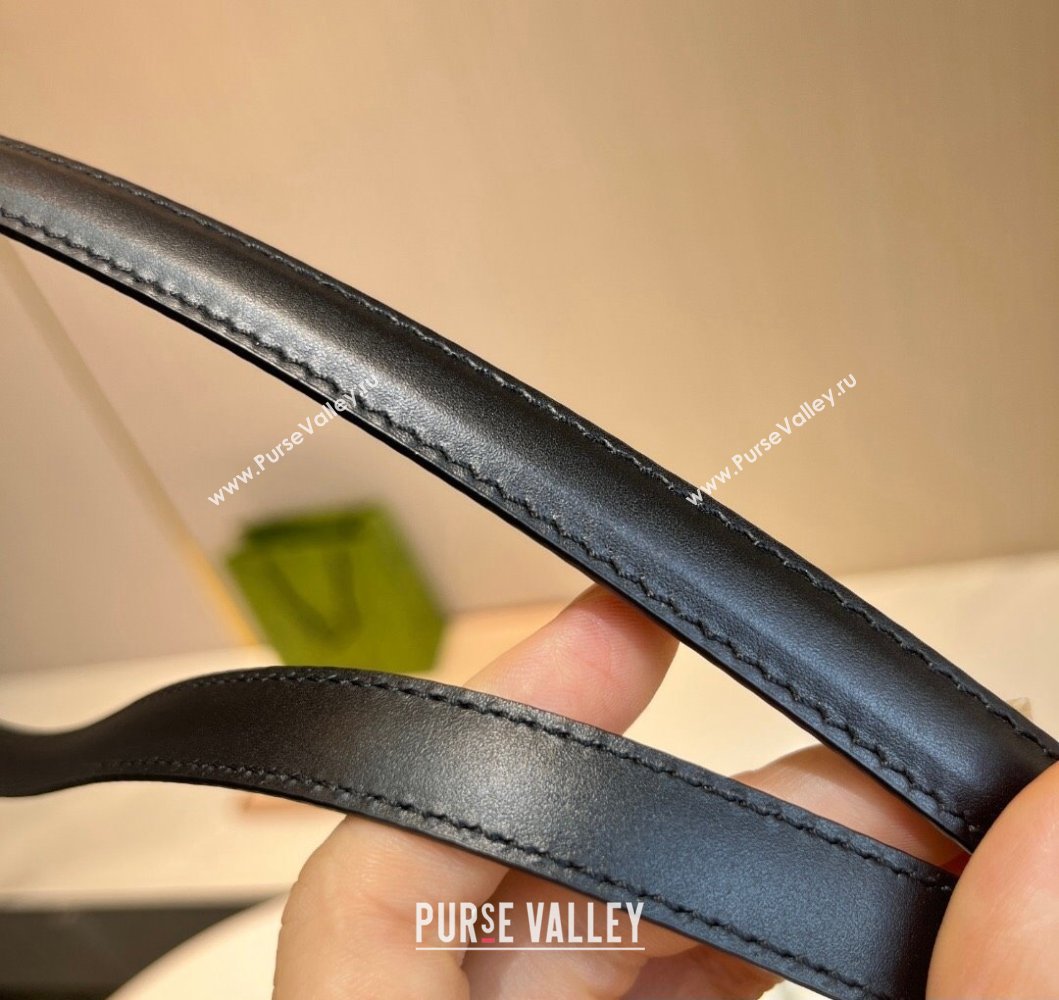 Gucci Width 1.5cm Thin belt with Interlocking G buckle 751556 Black/Silver (99belt-231228p56)