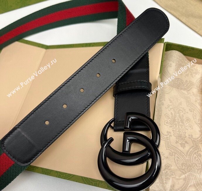 Gucci Width 3.8cm Double G buckle elastic Web belt 432707 01 (99belt-231228g21)