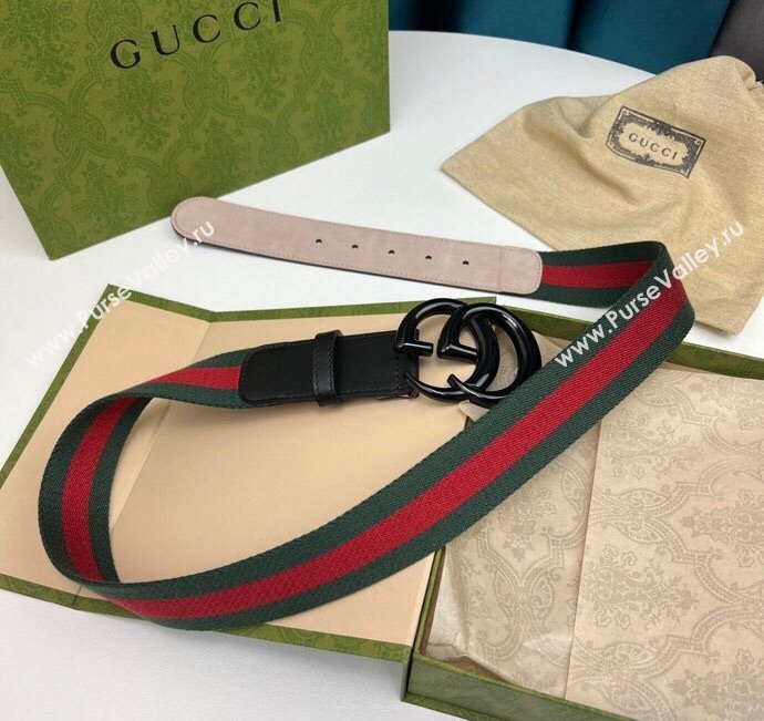 Gucci Width 3.8cm Double G buckle elastic Web belt 432707 01 (99belt-231228g21)