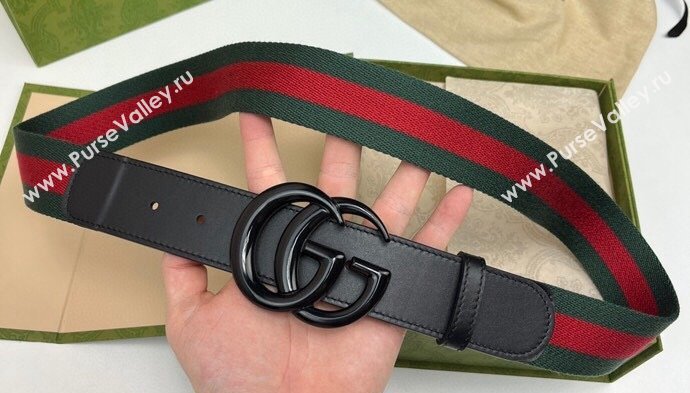 Gucci Width 3.8cm Double G buckle elastic Web belt 432707 01 (99belt-231228g21)
