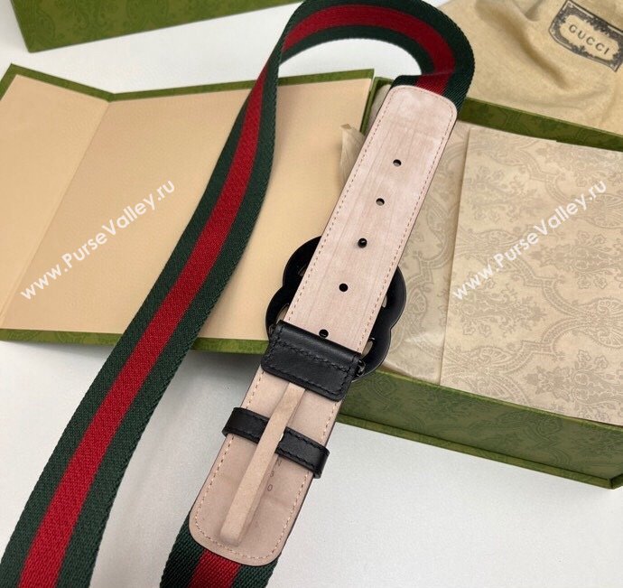 Gucci Width 3.8cm Double G buckle elastic Web belt 432707 01 (99belt-231228g21)