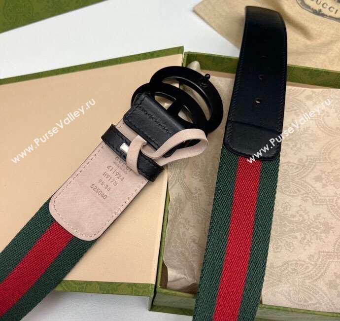 Gucci Width 3.8cm Double G buckle elastic Web belt 432707 01 (99belt-231228g21)