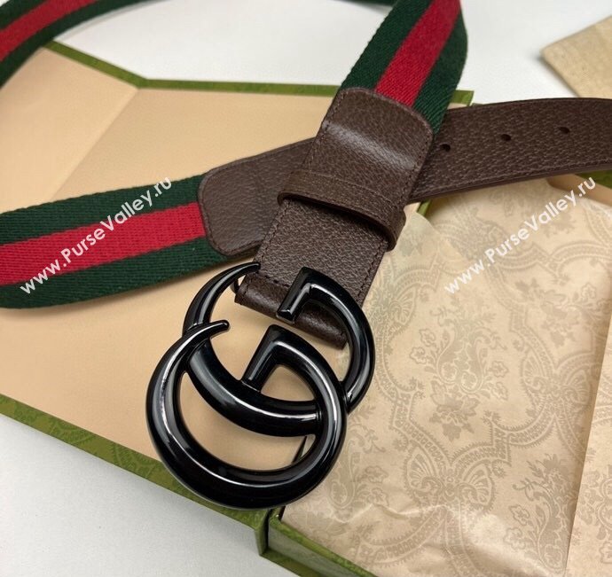 Gucci Width 3.8cm Double G buckle elastic Web belt 432707 04 (99belt-231228g24)