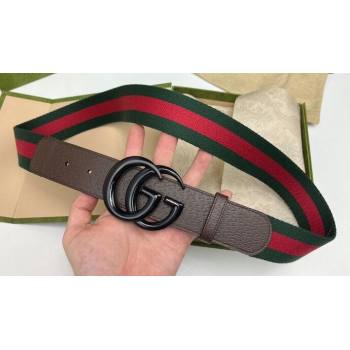 Gucci Width 3.8cm Double G buckle elastic Web belt 432707 04 (99belt-231228g24)