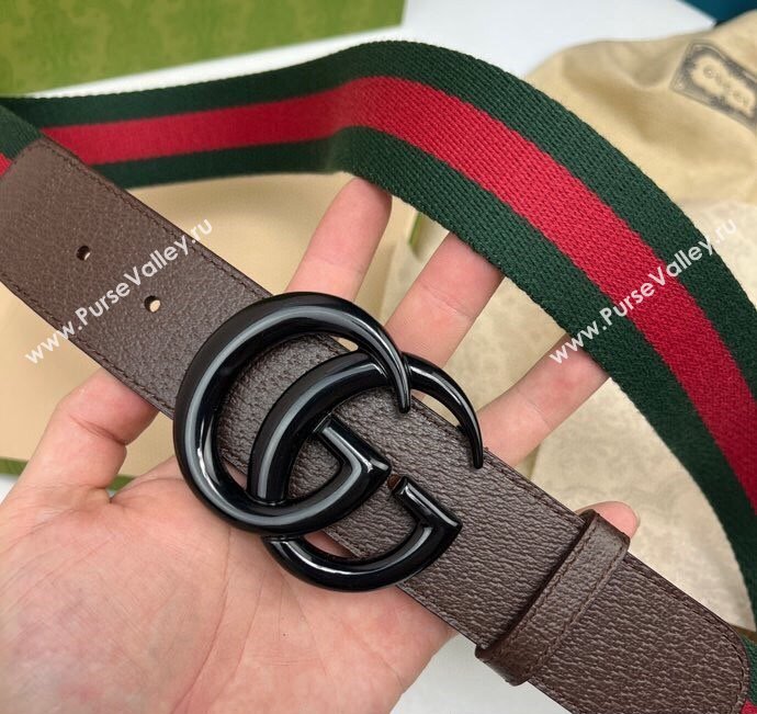 Gucci Width 3.8cm Double G buckle elastic Web belt 432707 04 (99belt-231228g24)
