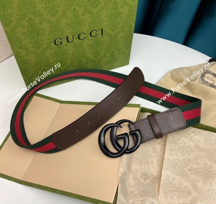 Gucci Width 3.8cm Double G buckle elastic Web belt 432707 04 (99belt-231228g24)