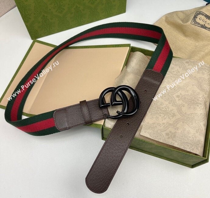 Gucci Width 3.8cm Double G buckle elastic Web belt 432707 04 (99belt-231228g24)