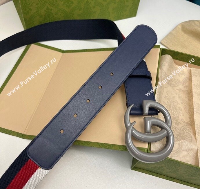 Gucci Width 3.8cm Double G buckle elastic Web belt 432707 05 (99belt-231228g25)