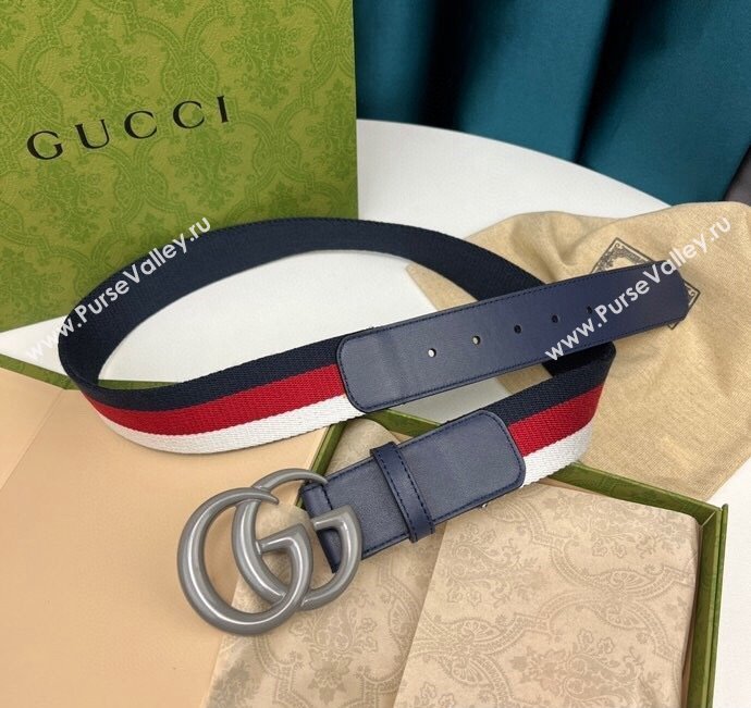 Gucci Width 3.8cm Double G buckle elastic Web belt 432707 05 (99belt-231228g25)