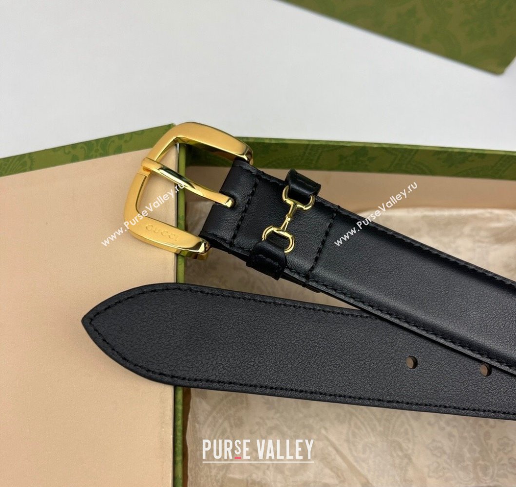 Gucci Width 3cm Belt with Horsebit 725307 Black 01 (99belt-231228p51)