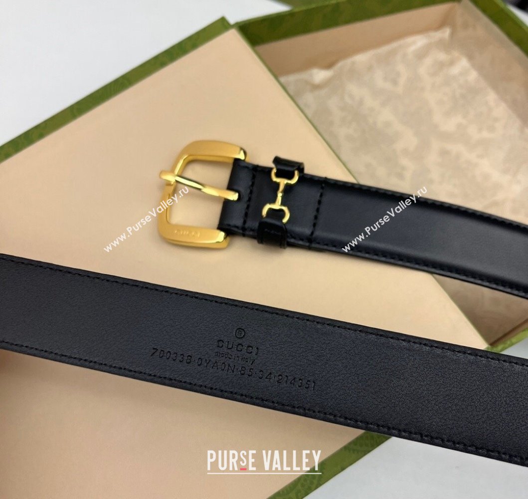 Gucci Width 3cm Belt with Horsebit 725307 Black 01 (99belt-231228p51)
