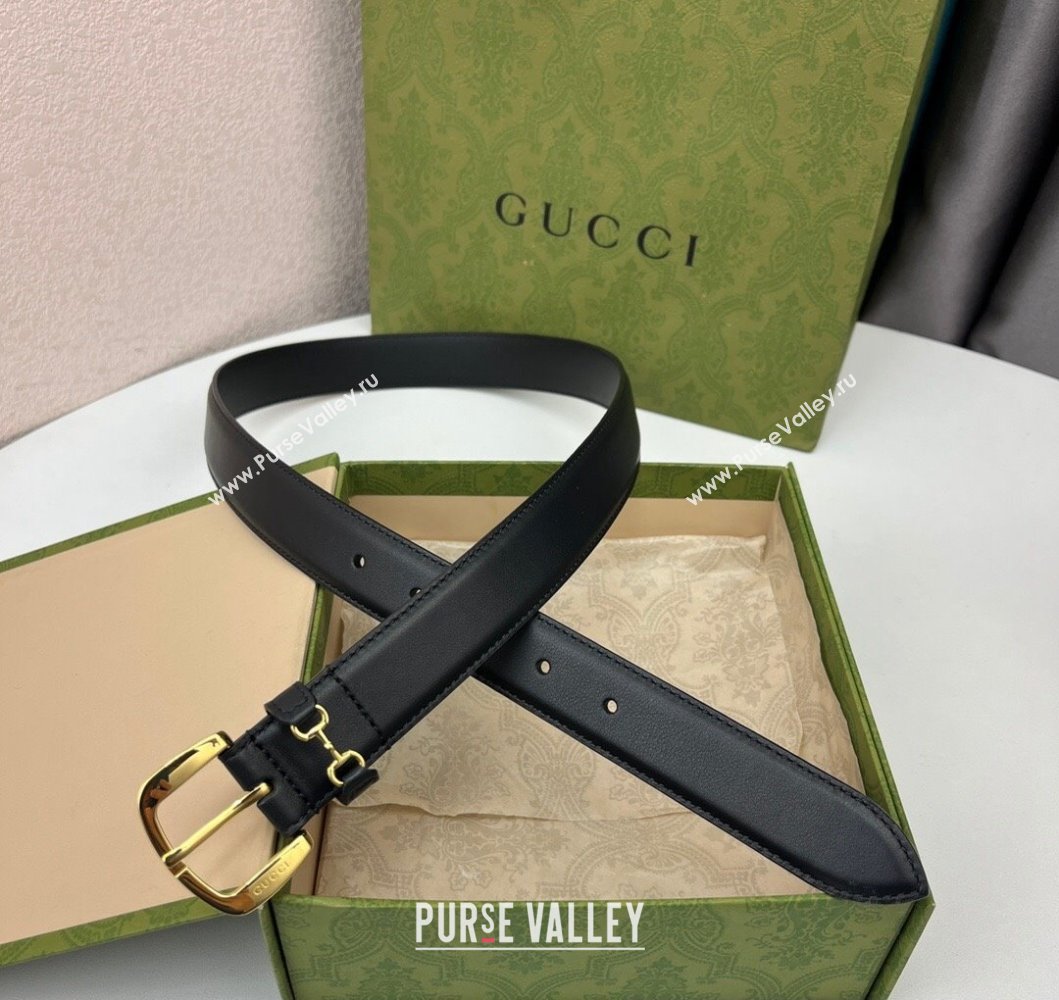 Gucci Width 3cm Belt with Horsebit 725307 Black 01 (99belt-231228p51)