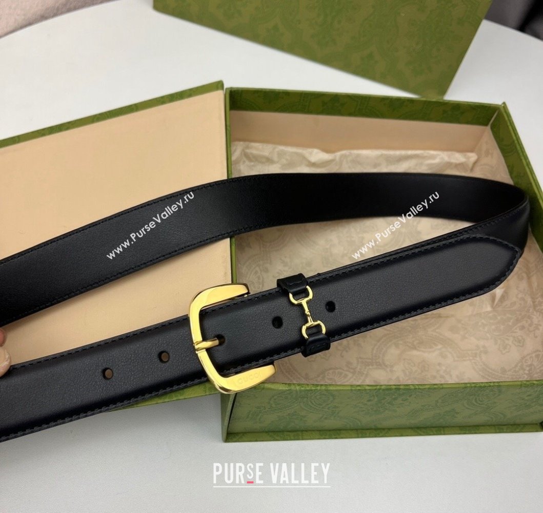 Gucci Width 3cm Belt with Horsebit 725307 Black 01 (99belt-231228p51)