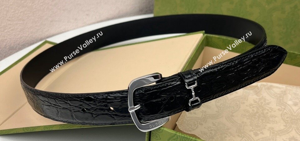 Gucci Width 3cm Belt with Horsebit 725307 Black 04 (99belt-231228p54)