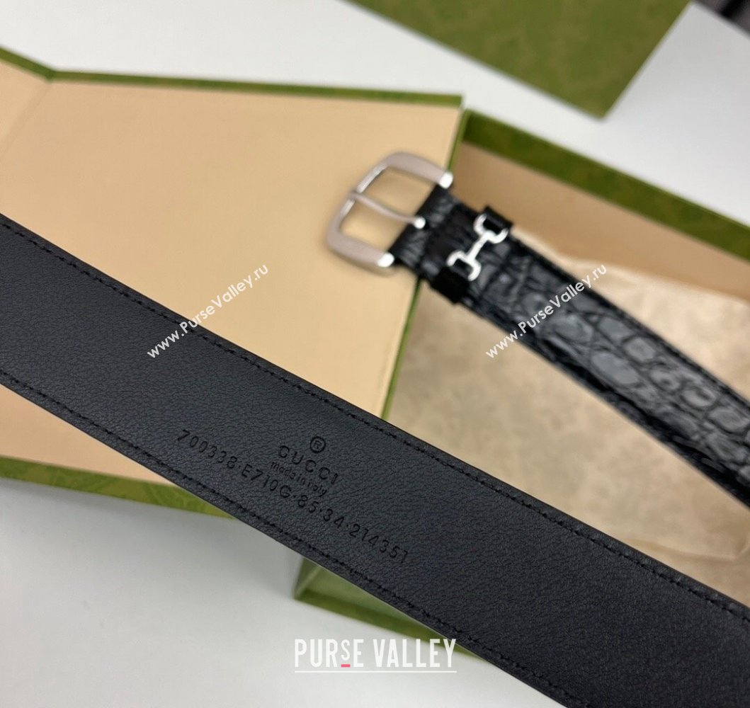 Gucci Width 3cm Belt with Horsebit 725307 Black 04 (99belt-231228p54)