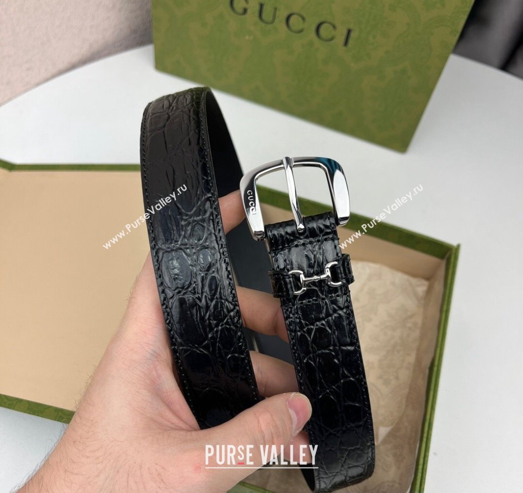 Gucci Width 3cm Belt with Horsebit 725307 Black 04 (99belt-231228p54)