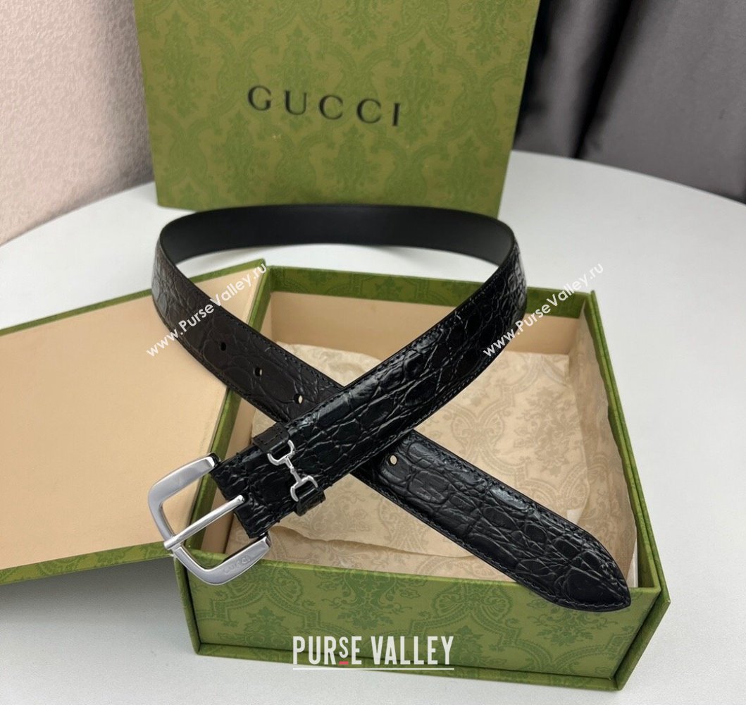 Gucci Width 3cm Belt with Horsebit 725307 Black 04 (99belt-231228p54)