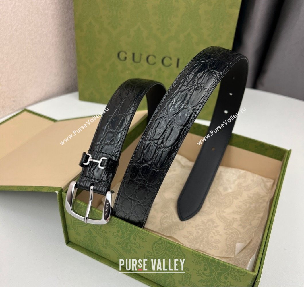 Gucci Width 3cm Belt with Horsebit 725307 Black 04 (99belt-231228p54)