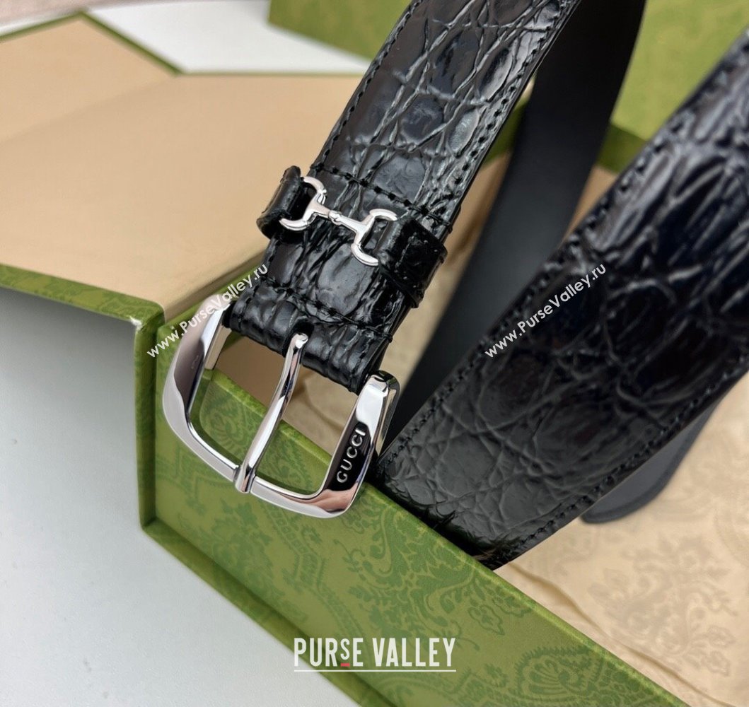 Gucci Width 3cm Belt with Horsebit 725307 Black 04 (99belt-231228p54)