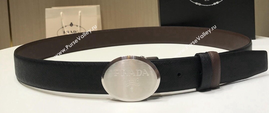 Prada Width 3.4cm leather belt 240102 08 (99belt-231228p08)