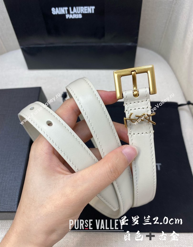 Saint Laurent Width 2cm cassandre thin belt with square buckle 554465 06 (99belt-231228y16)