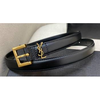 Saint Laurent Width 2cm cassandre thin belt with square buckle 554465 04 (99belt-231228y14)