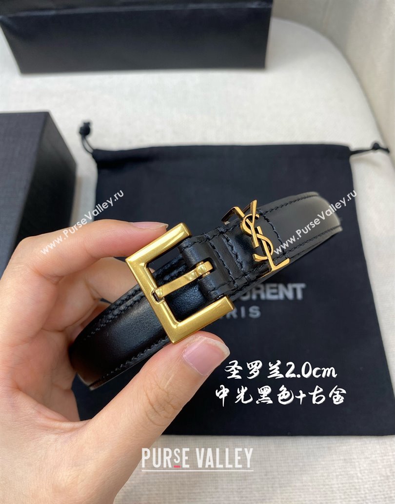 Saint Laurent Width 2cm cassandre thin belt with square buckle 554465 04 (99belt-231228y14)