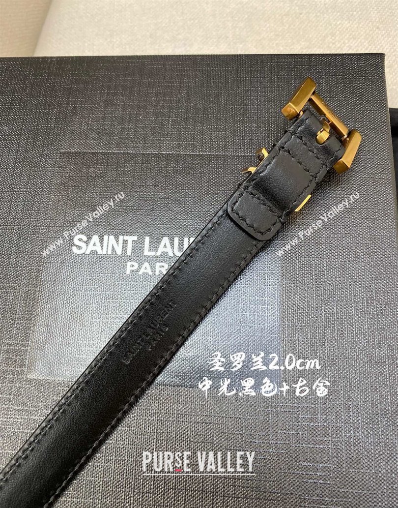 Saint Laurent Width 2cm cassandre thin belt with square buckle 554465 04 (99belt-231228y14)