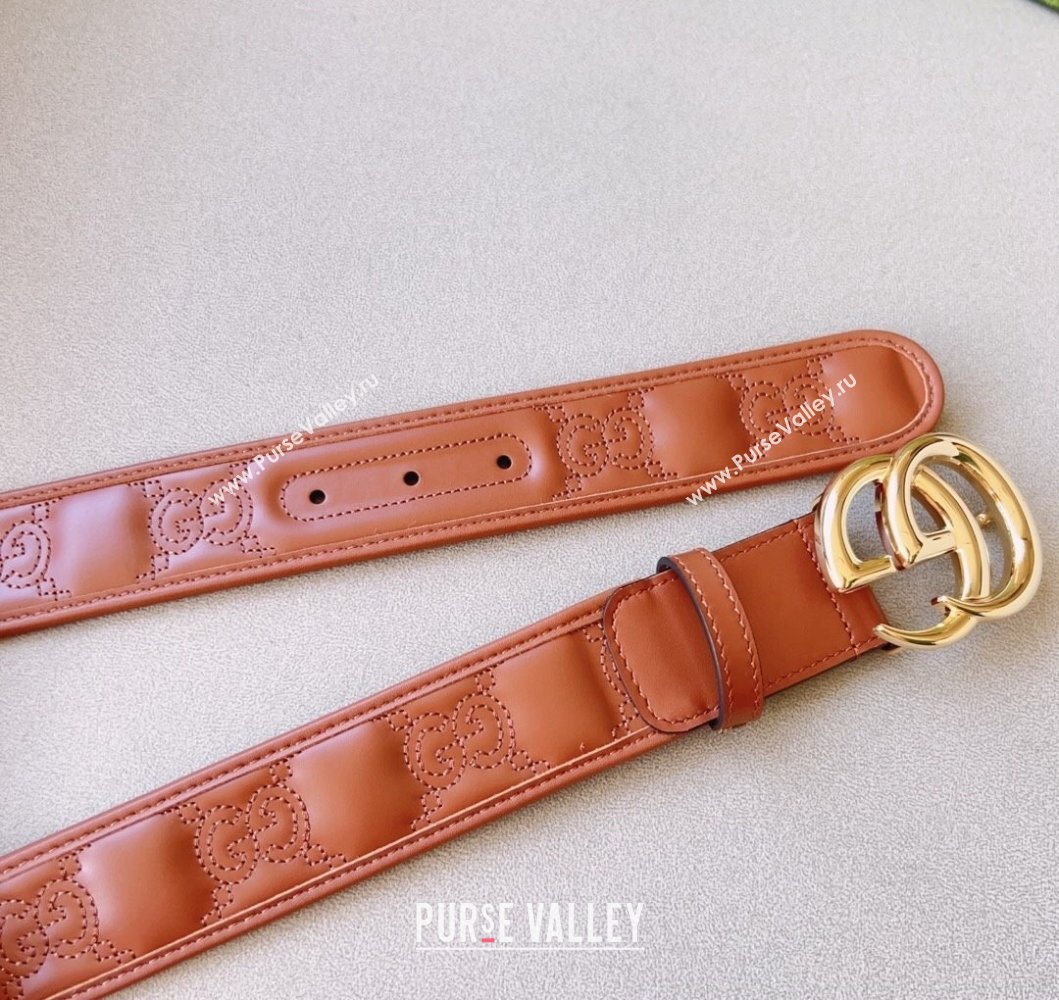Gucci Width 4cm GG Marmont Matelasse wide belt 400593 Brown/Gold (99belt-231228g36)