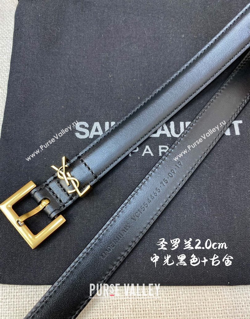 Saint Laurent Width 2cm cassandre thin belt with square buckle 554465 04 (99belt-231228y14)