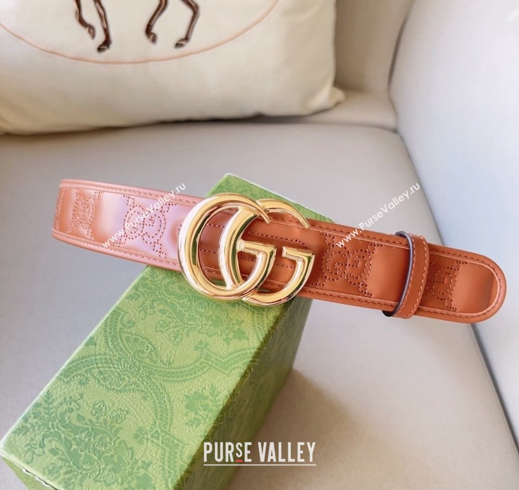 Gucci Width 4cm GG Marmont Matelasse wide belt 400593 Brown/Gold (99belt-231228g36)