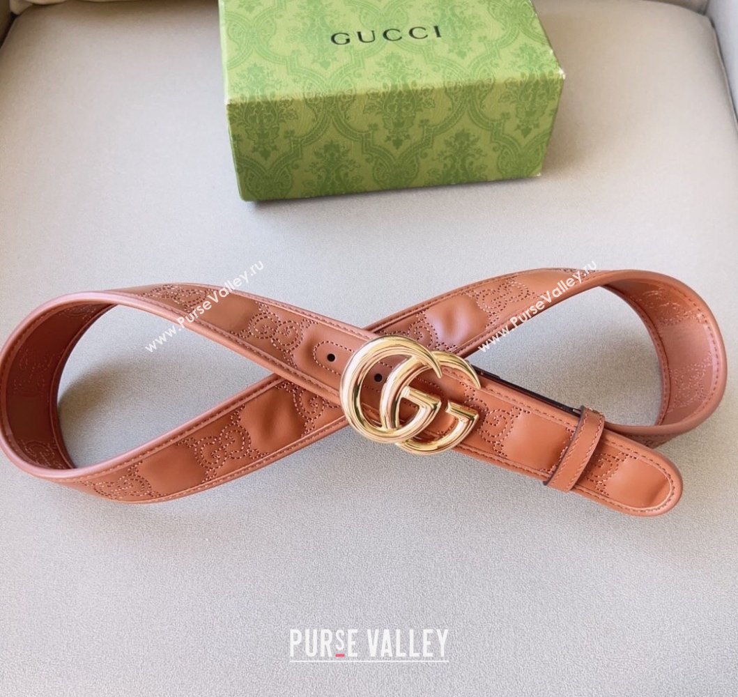 Gucci Width 4cm GG Marmont Matelasse wide belt 400593 Brown/Gold (99belt-231228g36)