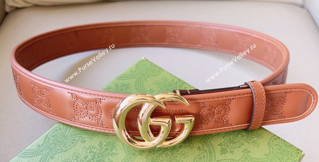 Gucci Width 4cm GG Marmont Matelasse wide belt 400593 Brown/Gold (99belt-231228g36)