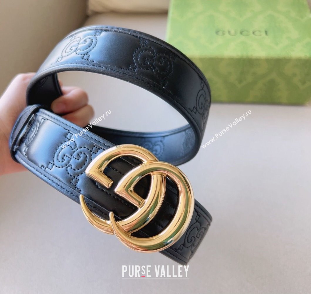 Gucci Width 4cm GG Marmont Matelasse wide belt 400593 Black/Gold (99belt-231228g35)