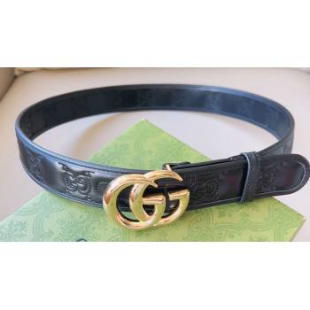 Gucci Width 4cm GG Marmont Matelasse wide belt 400593 Black/Gold (99belt-231228g35)