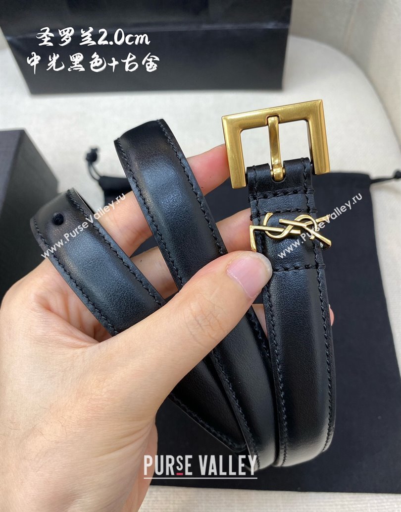 Saint Laurent Width 2cm cassandre thin belt with square buckle 554465 04 (99belt-231228y14)