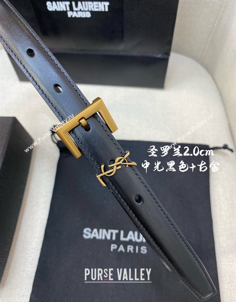 Saint Laurent Width 2cm cassandre thin belt with square buckle 554465 04 (99belt-231228y14)