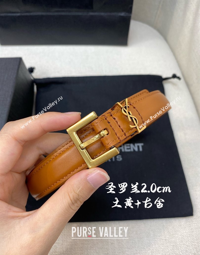 Saint Laurent Width 2cm cassandre thin belt with square buckle 554465 08 (99belt-231228y18)