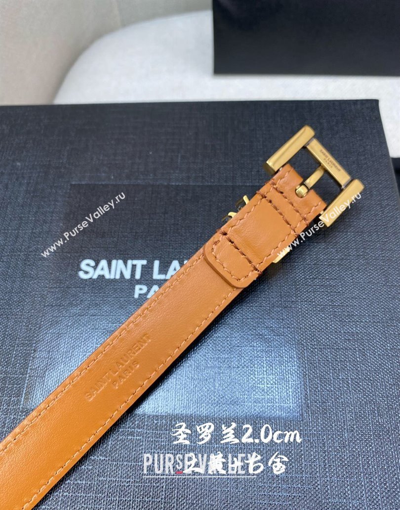 Saint Laurent Width 2cm cassandre thin belt with square buckle 554465 08 (99belt-231228y18)