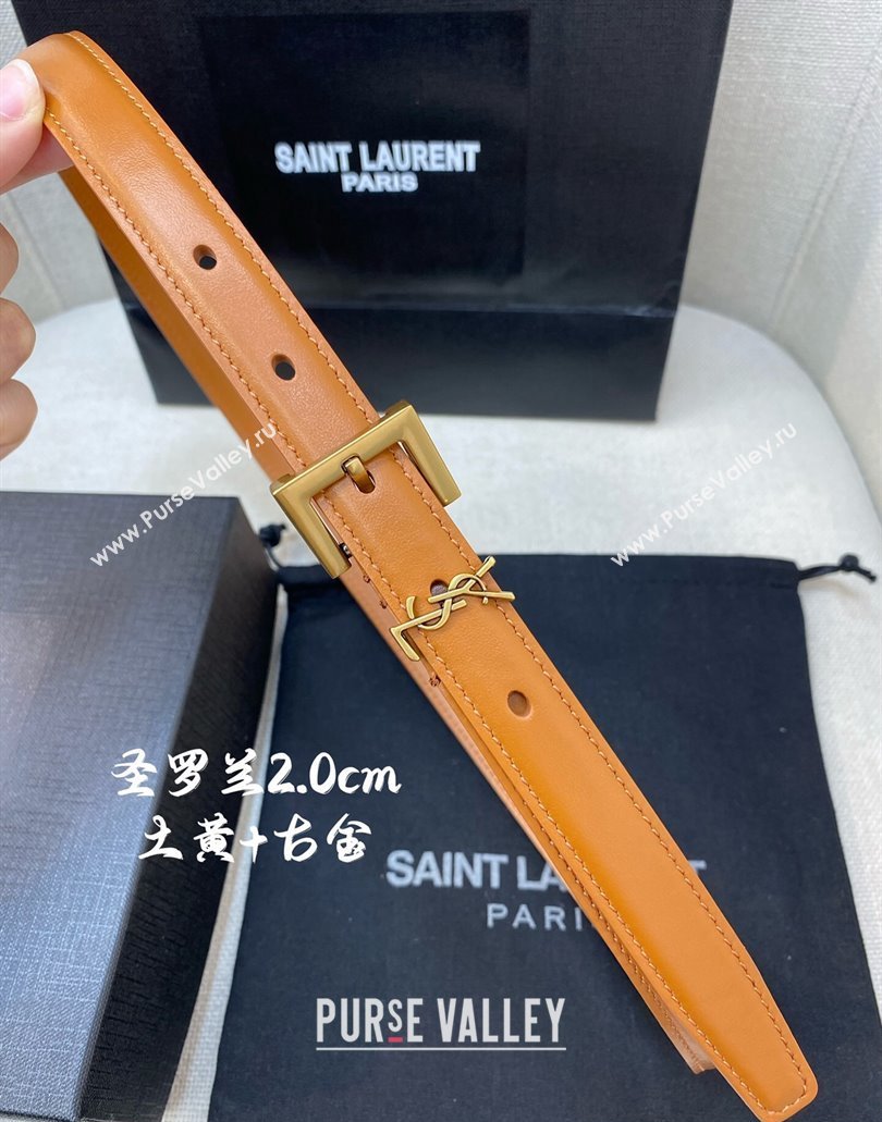 Saint Laurent Width 2cm cassandre thin belt with square buckle 554465 08 (99belt-231228y18)