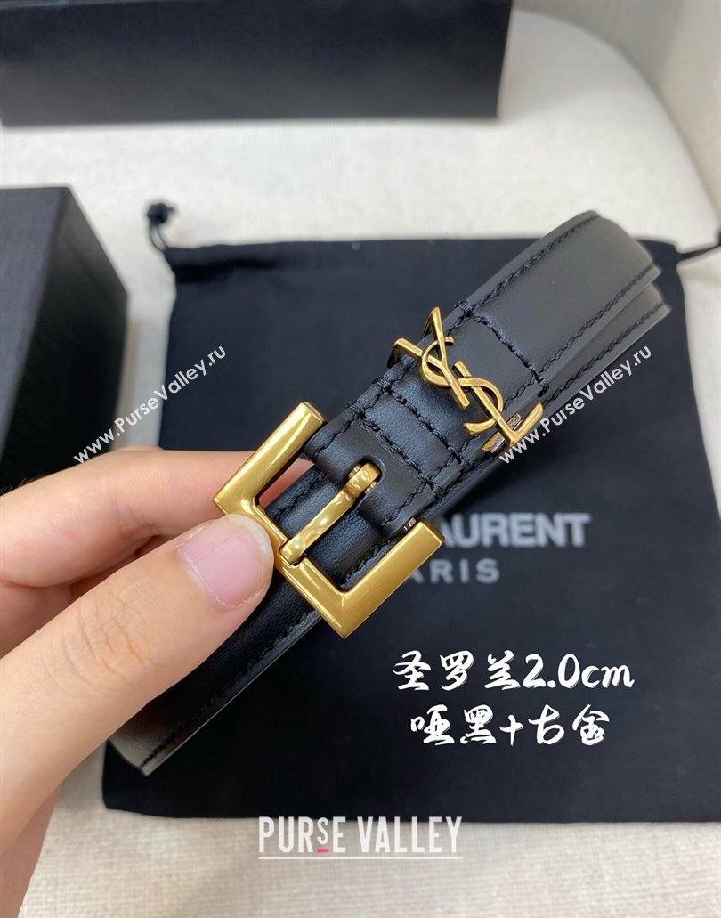 Saint Laurent Width 2cm cassandre thin belt with square buckle 554465 05 (99belt-231228y15)